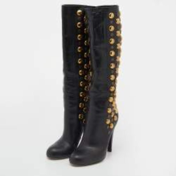 GUCCI Leather Studded Accents Boots - Picture 2 of 6